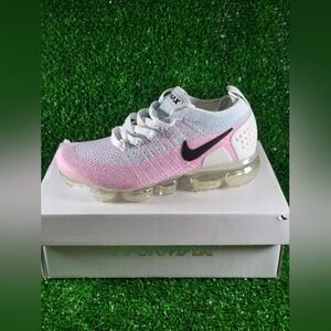 Nike Women's VaporMax Pink and White Athletic Shoes Hydrogen Blue Women Sneakers